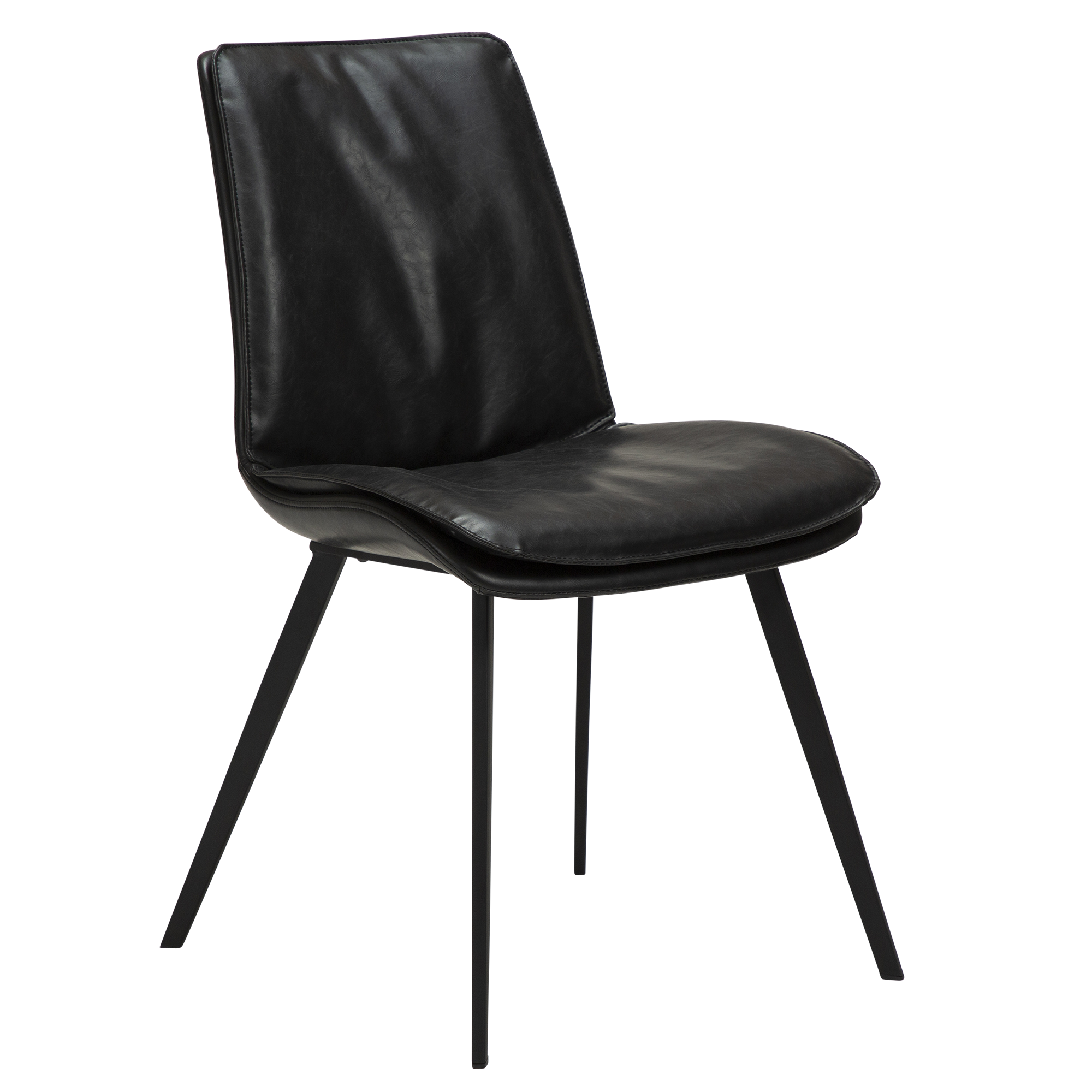 Dan-Form Fierce Stuhl - Vintage schwarzes Kunstleder- schwarze Beine