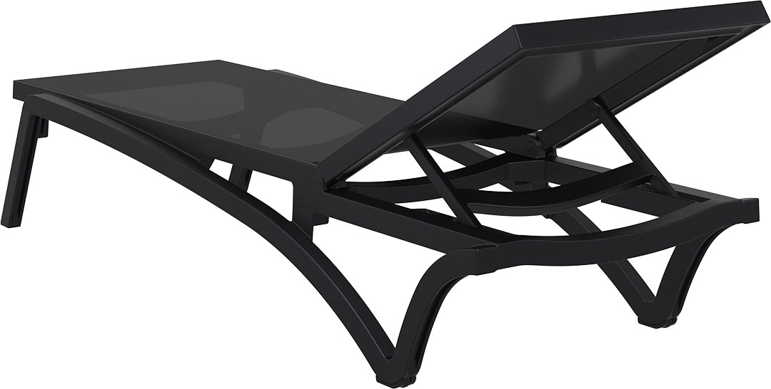 Siesta Pacific Sonnenliege aus Kunststoff mit rutschfesten Füßen und Rädern, Farbe: Schwarz