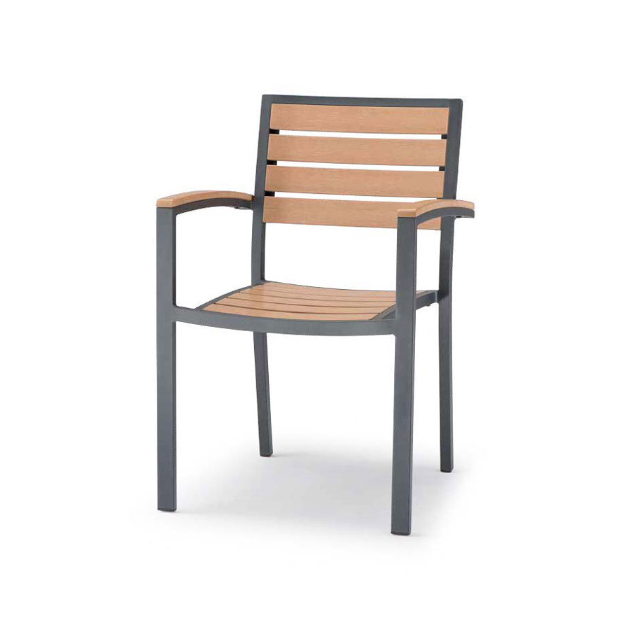 Aluminium Sessel BRESCIA, Kunststoffleisten in Holzoptik, stapelbar