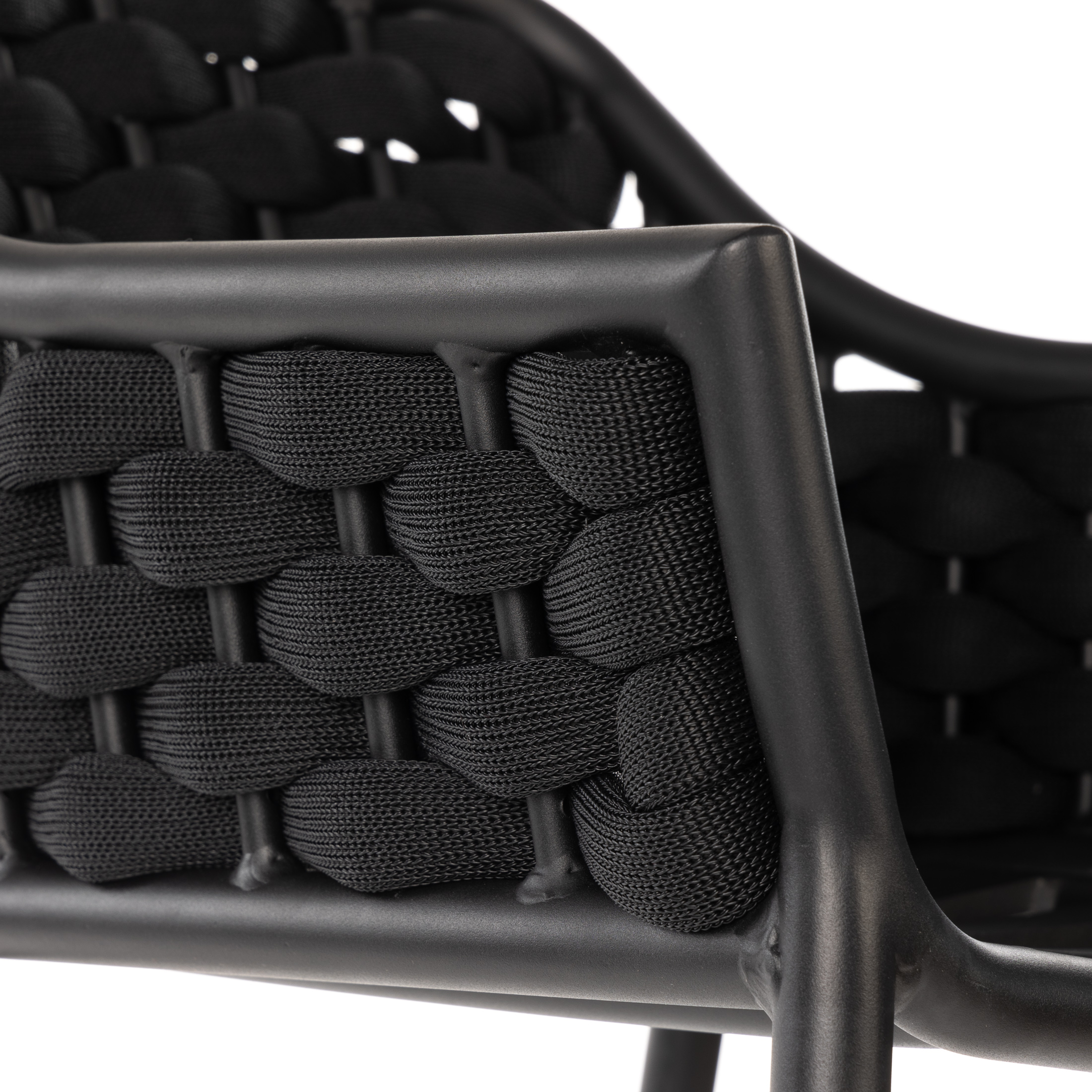 Outdoor Barhocker MIAMI - Seilgeflecht mit Textilene - stapelbar - schwarz/beige/schwarz