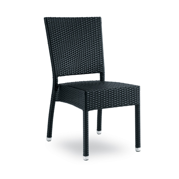 Stuhl mit Fläche aus Kunststoffgeflecht - Rattanoptik - stapelbar