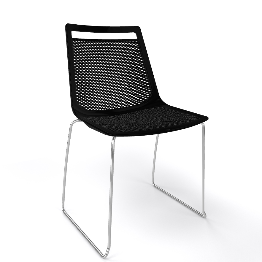 Gaber Akami S Metallstuhl - Kunststoffsitzschale - Schlittenrahmen verchromt - stapelbar