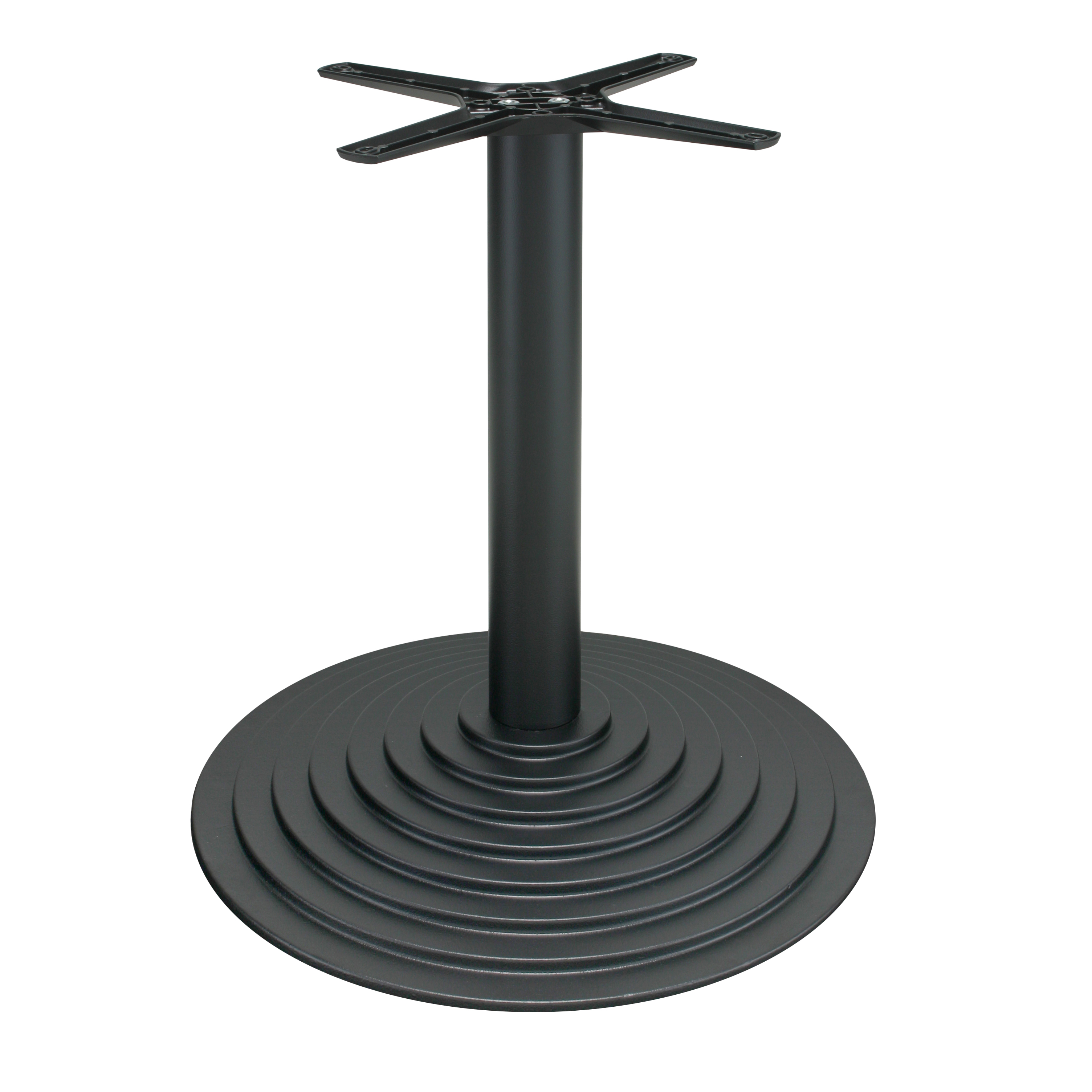 Tischbein P600, Gusseisen, pulverbeschichtet - schwarz, runde Bodenplatte