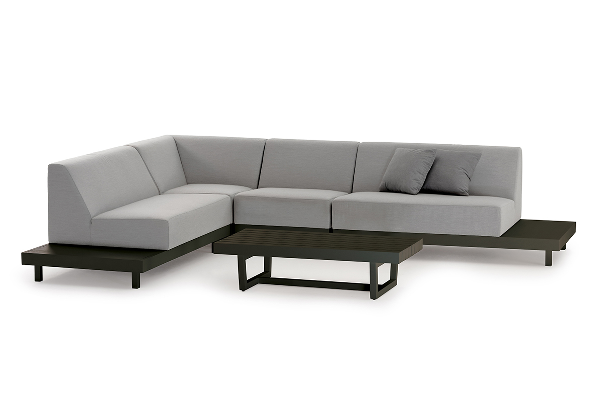 Grattoni Alvory Garten Lounge Set - Aluminium - inkl. 2 Sofas - 1 Mittelteilofa - 1 Eckteilofa und 1 Tisch - anthrazit/grau