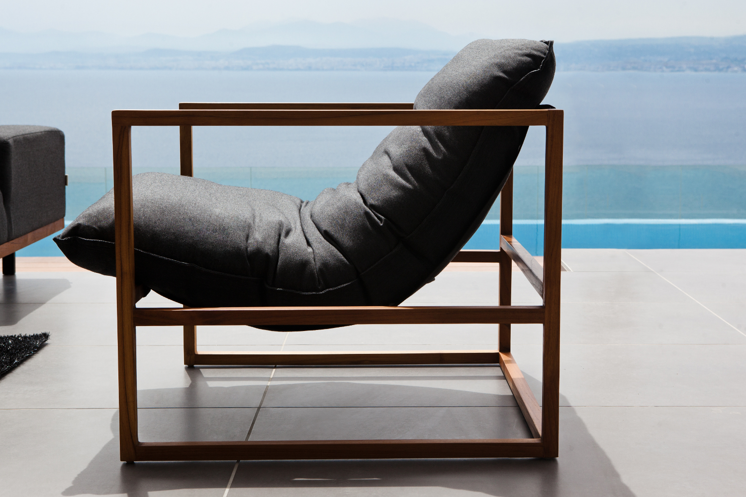Premium Garten Loungesessel SANTIAGO, Teakholz/Aluminium mit Sunbrella Bezug