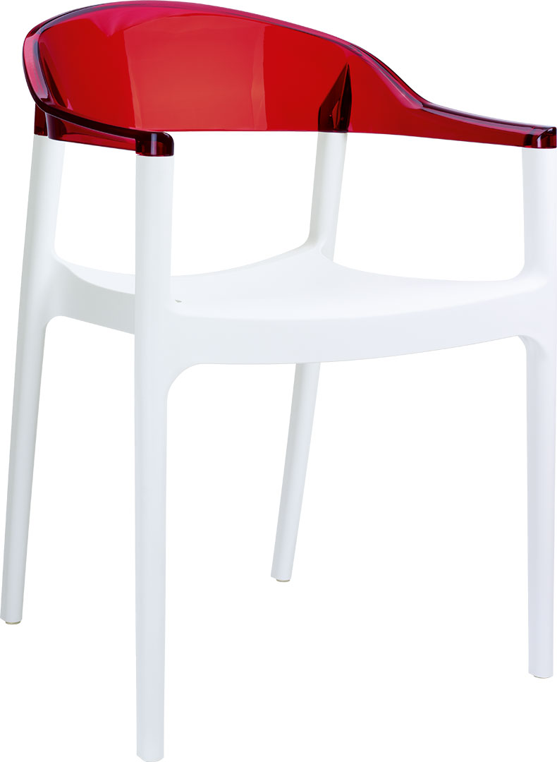 Siesta Carmen Gartenstuhl, mit Armlehne, Kunststoff, stapelbar, Farbkombinationen: Red Transparent-White
