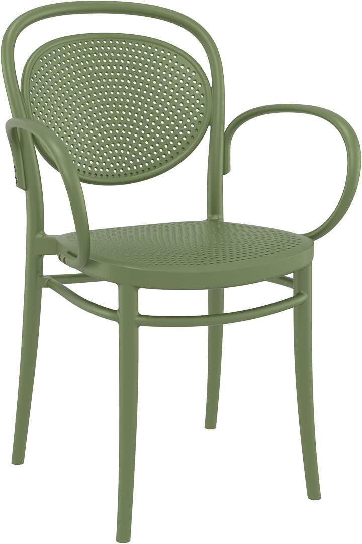 Siesta Marcel XL Gartensessel - mit Armlehne - Kunststoff - stapelbar - olivgrün