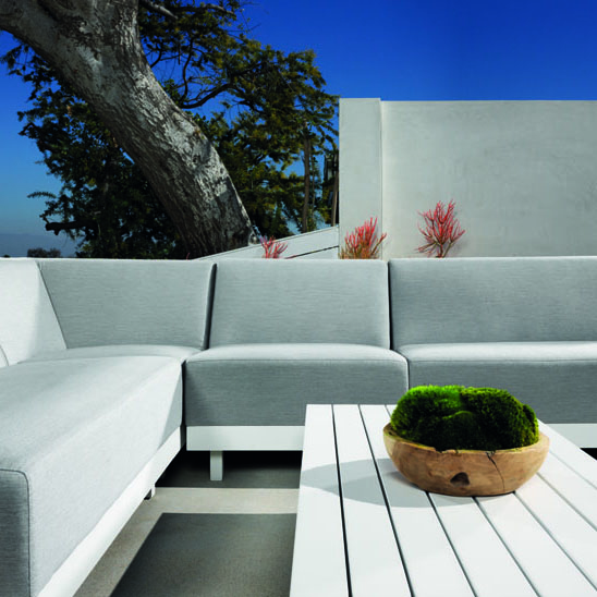 Grattoni Alvory Garten Lounge Set - Aluminium - inkl. 2 Sofas - 1 Mittelteilofa - 1 Eckteilofa und 1 Tisch - weiß/grau