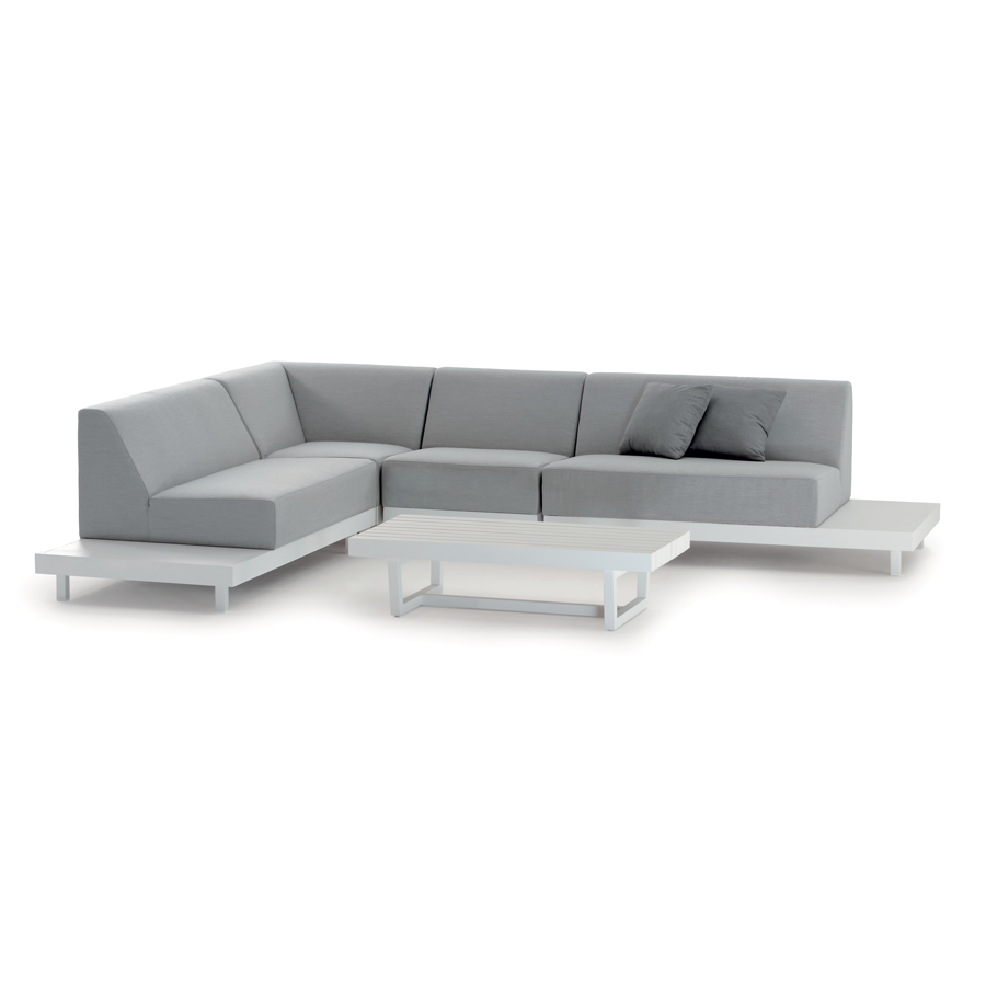Grattoni Alvory Garten Lounge Set - Aluminium - inkl. 2 Sofas - 1 Mittelteilofa - 1 Eckteilofa und 1 Tisch - weiß/grau