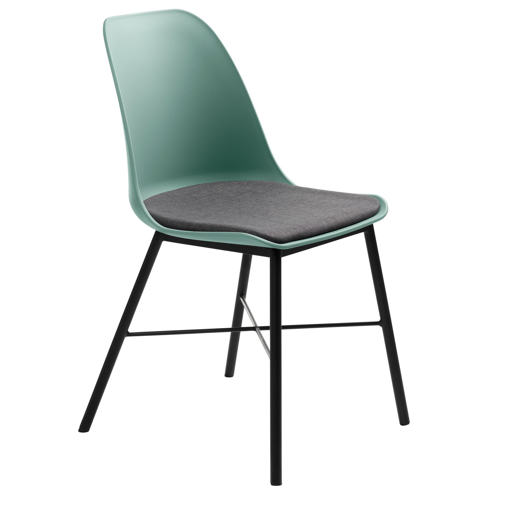 Kunststoffstuhl Gjeld  - Metallbeine - skandinavisches Design - gepolsterte Sitzfläche - staubgrün