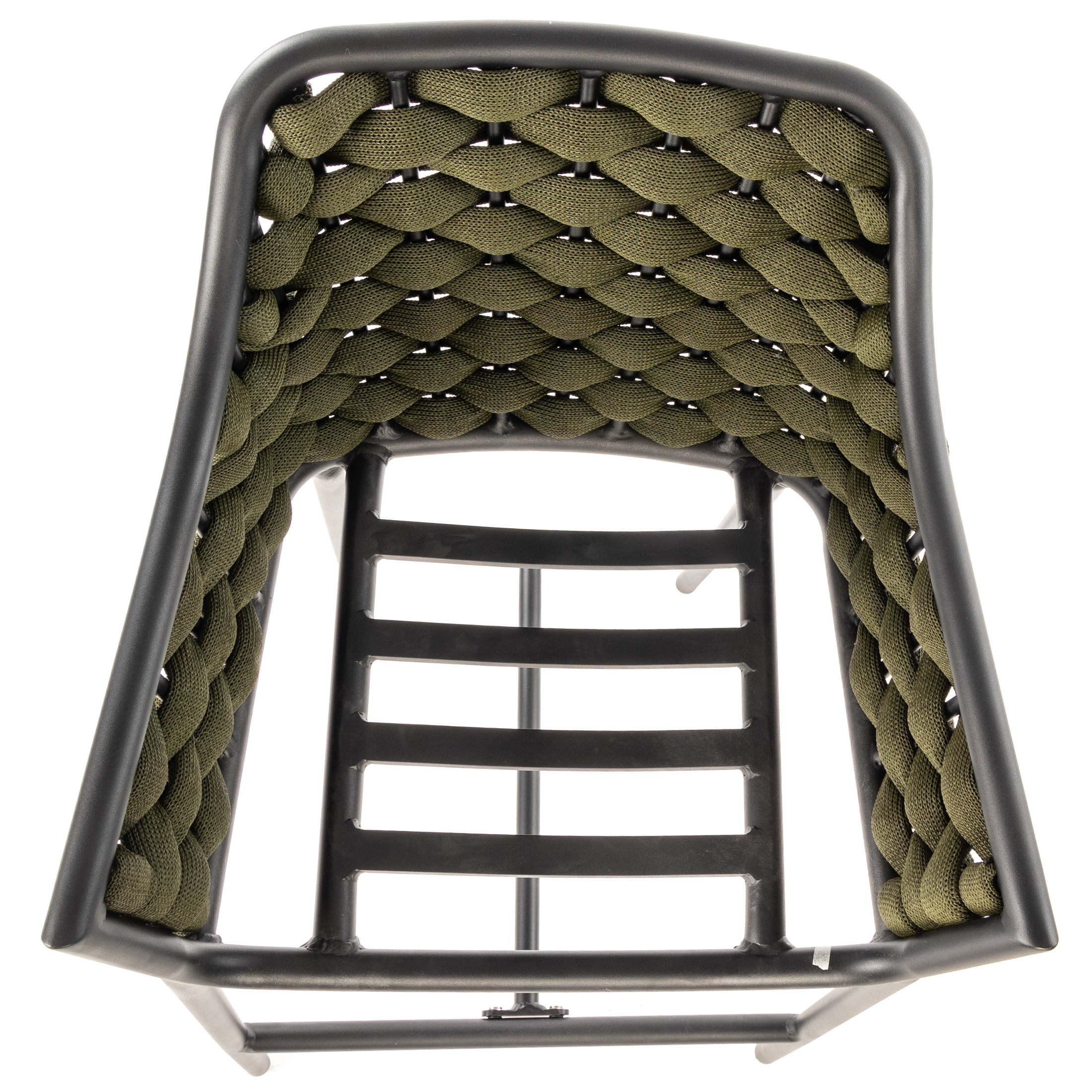 Outdoor Barhocker MIAMI - Seilgeflecht mit Textilene - stapelbar - schwarz/dunkelgrün/schwarz