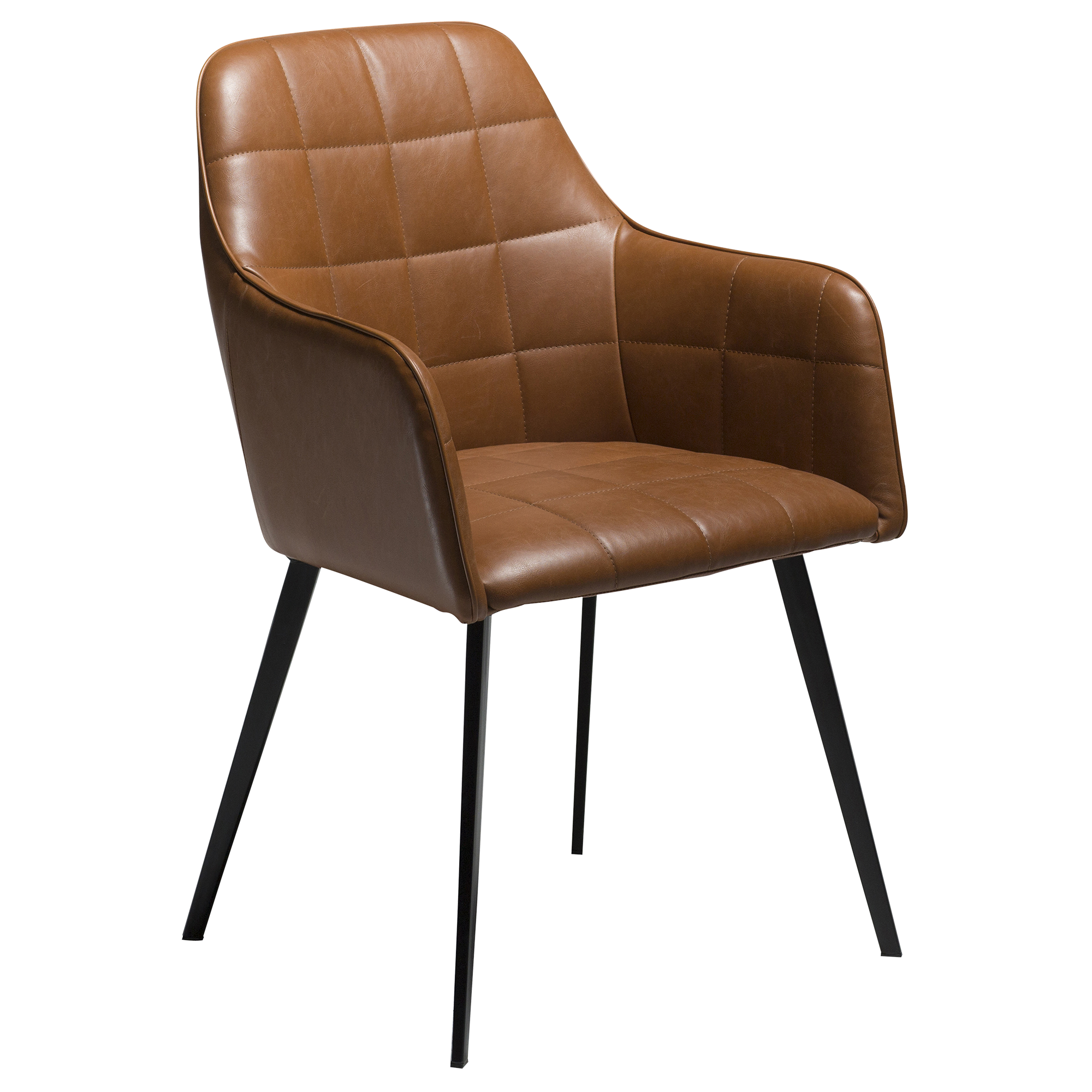 Dan-Form Sessel Embrace - Vintage hellbraunes Kunstleder mit schwarzen Beinen
