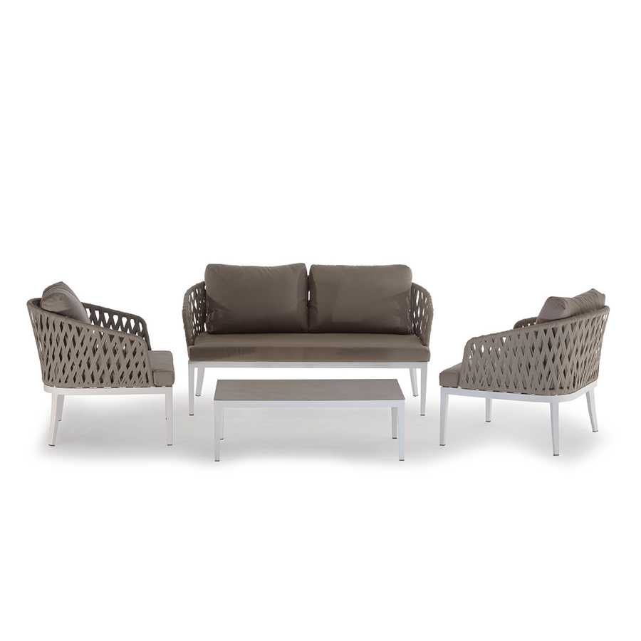 Outdoor Set TRAPANI, Korbdesign, inkl. ein 2er Sofa, zwei Sessel und ein Tisch