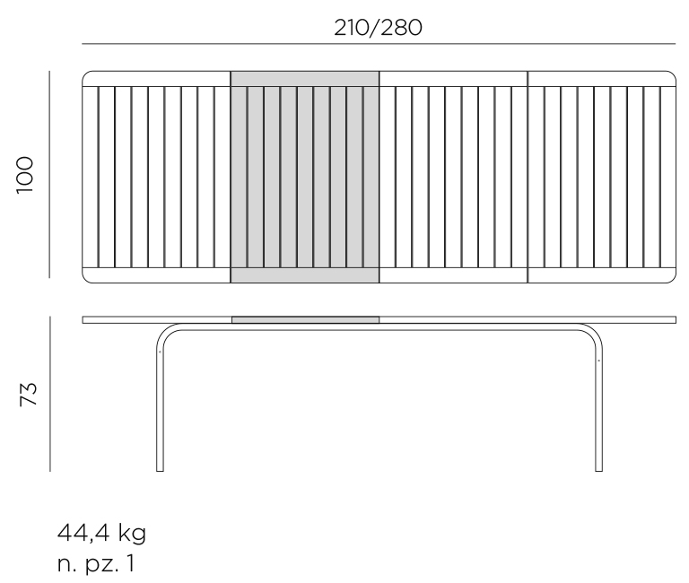 NARDI ALLORO 210 EXTENSIBLE Gartentisch, 100x210(280)cm, ausziehbar
