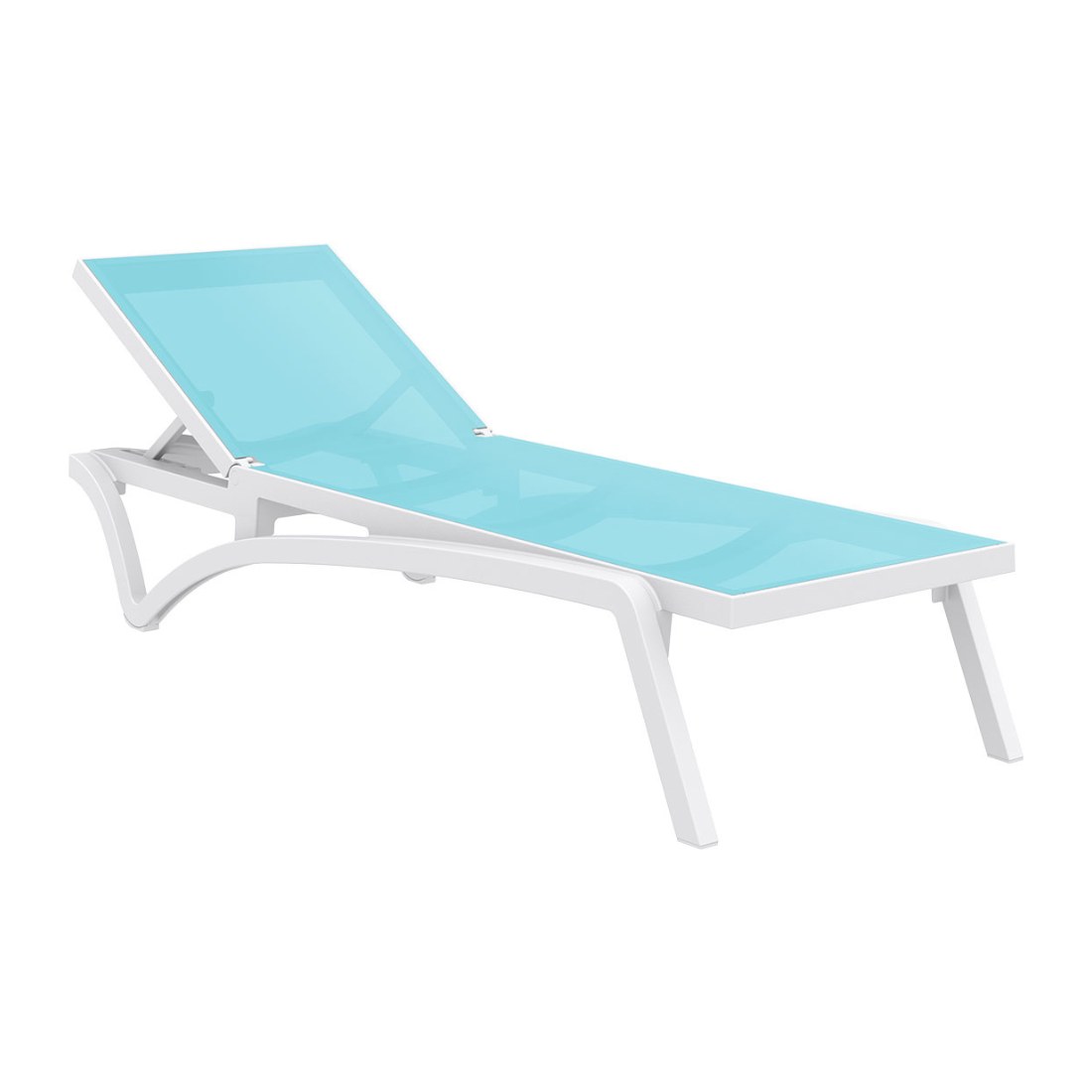 Siesta Pacific Sonnenliege aus Kunststoff mit rutschfesten Füßen und Rädern, Farbe: Turquoise/Weiß
