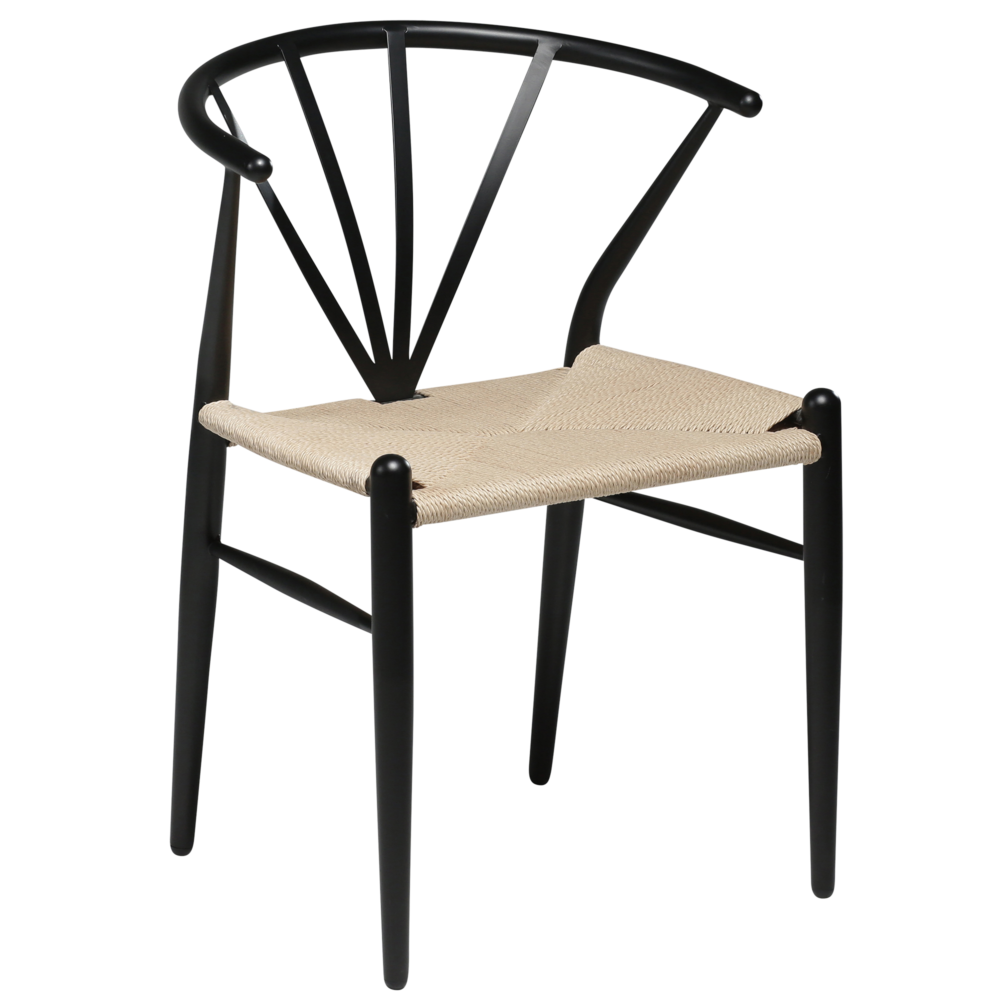 Dan-Form Delta Stuhl - Schwarz lackierte Beine mit Sitzfläche aus Naturpapierkordel