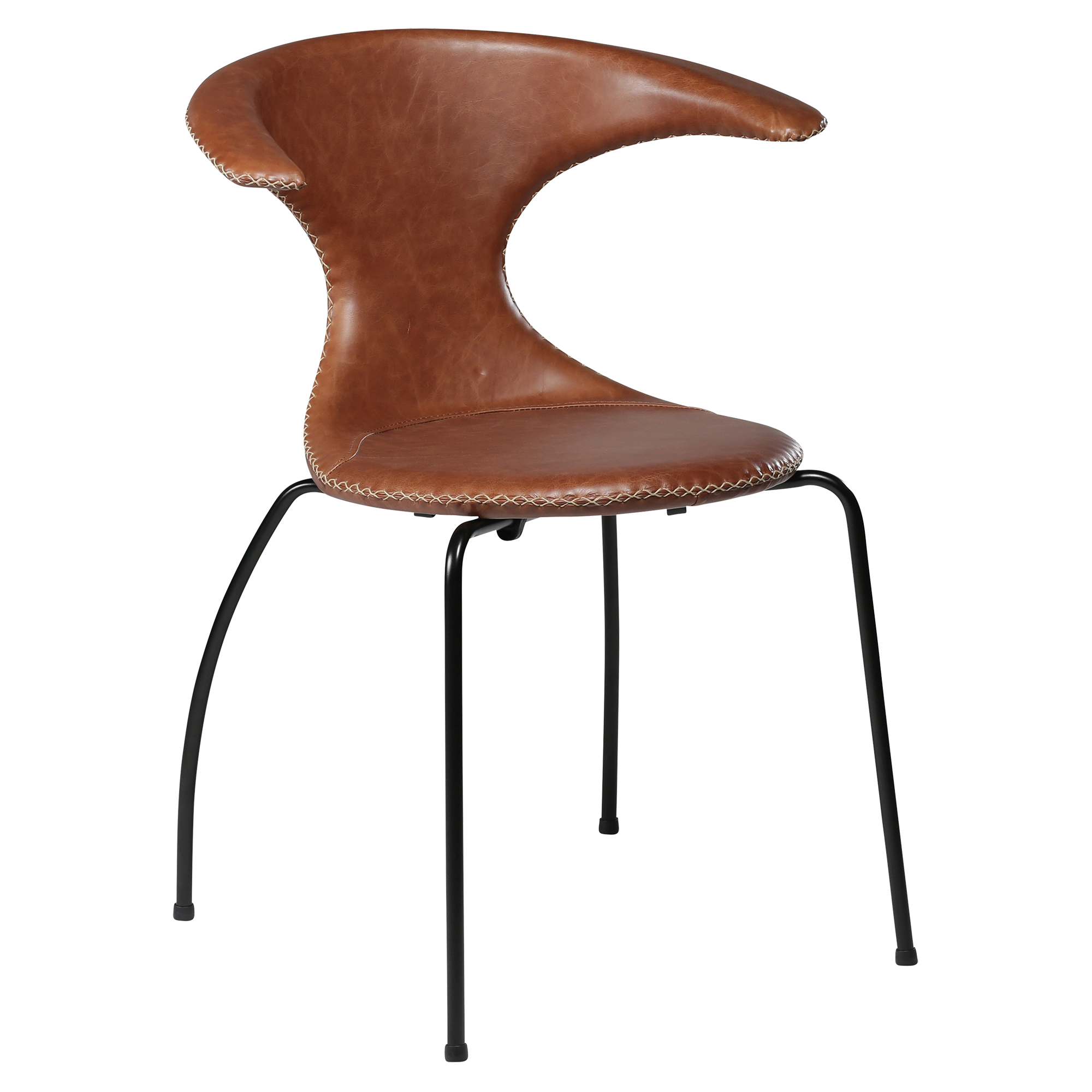 Dan-Form Flair Stuhl - Hellbraunes Leder mit schwarzen Beinen