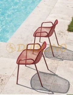 Designerstuhl E/Round/P aus Stahl für Outdoor, inkl. Armlehnen, in verschiedenen Farben, stapelbar
