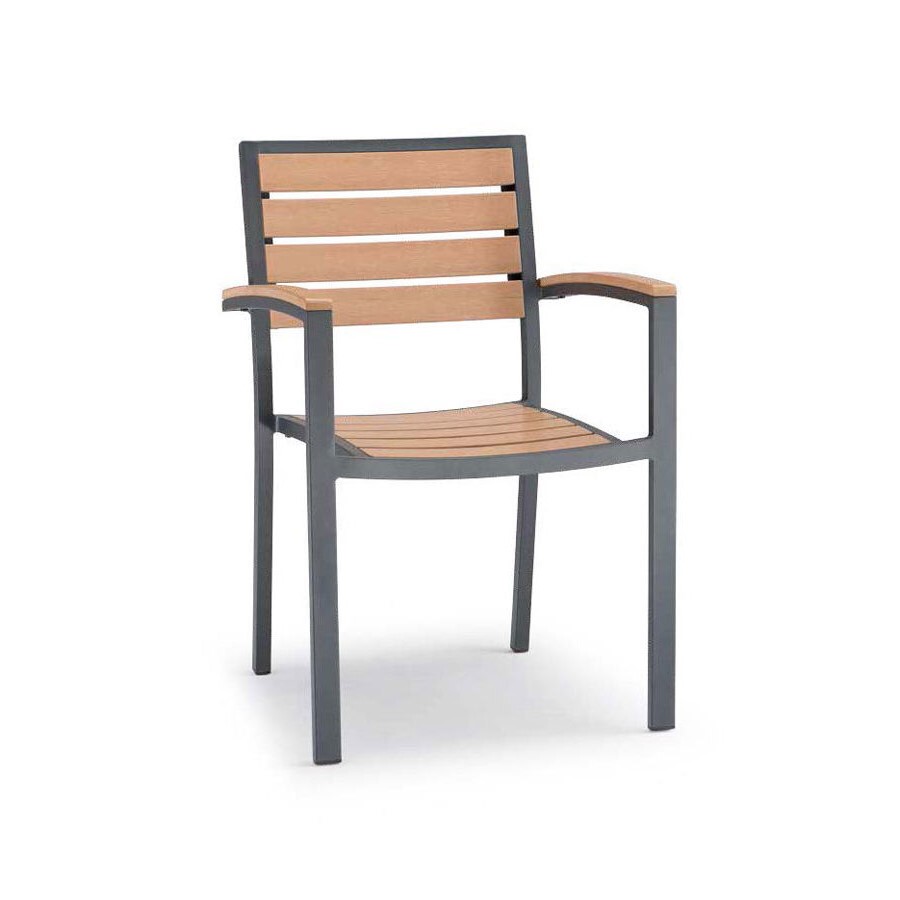 Aluminium Sessel BRESCIA, Kunststoffleisten in Holzoptik, stapelbar