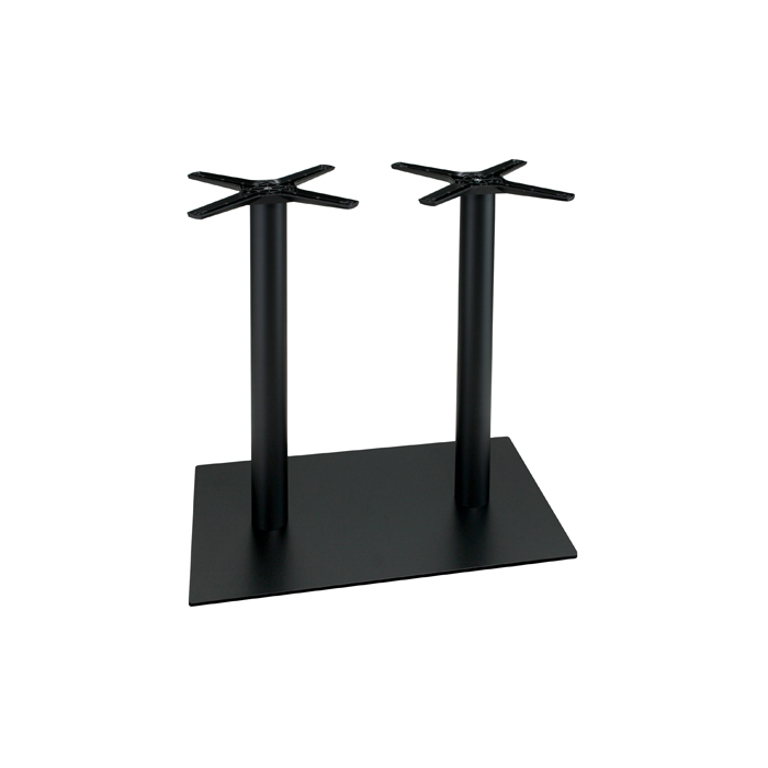 Tischgestell P070F aus Metall, Doppelsäule, pulverbeschichtet schwarz, rechteckig