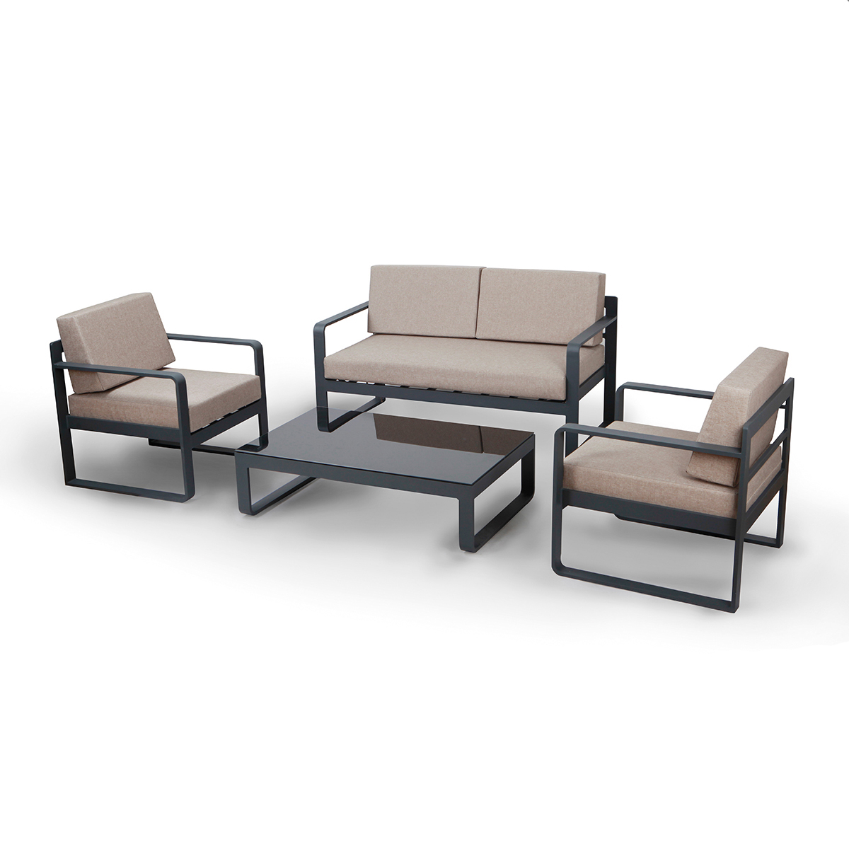Outdoor Loungeset ANACAPRI, inkl. 2er Sofa, zwei Sessel und Tisch