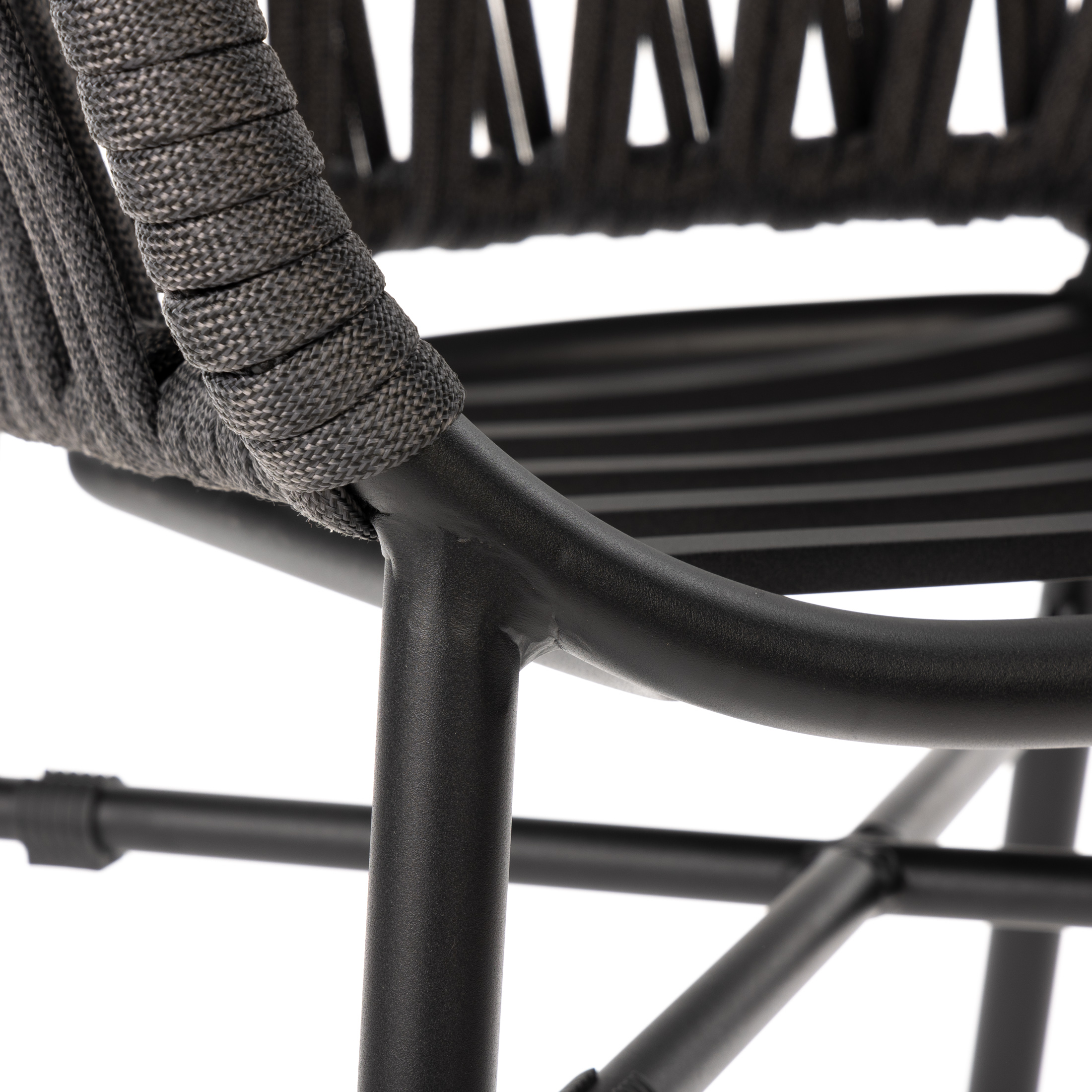 Geflecht Gartenstuhl TAHITI - Aluminium mit Seilgeflecht -  stapelbar - schwarz/dunkelgrau