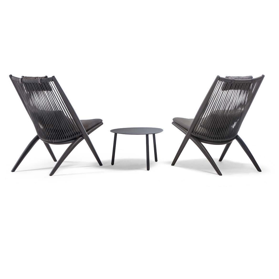 Outdoor Lounge Sessel BAHZA, Seilgeflecht, inkl. 2 Polster