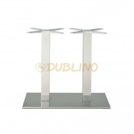 Edelstahl Tischgestell P405Qinox, satiniert-matt, 2 Säulen, rechteckig