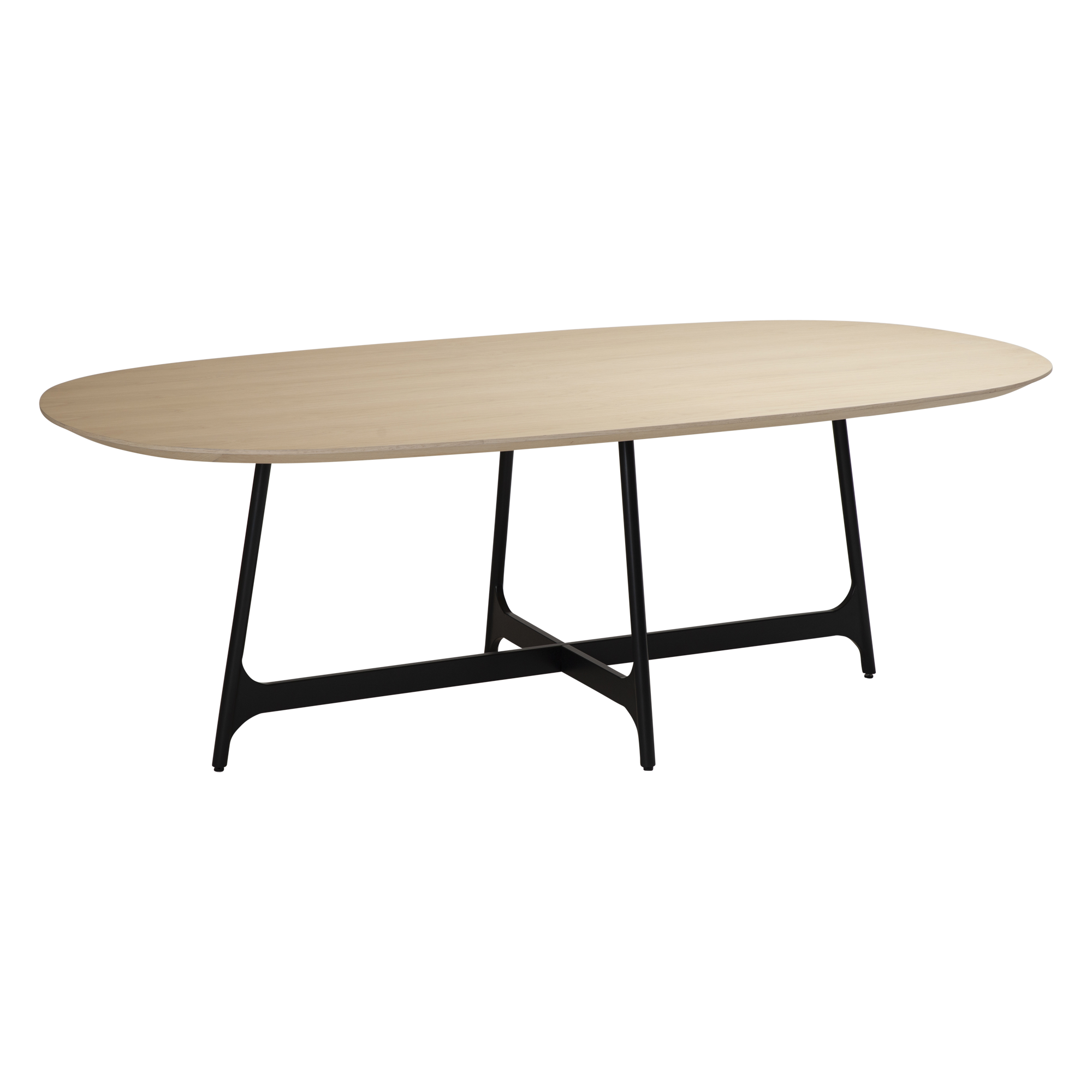Dan-Form Ooid Tisch - Platte aus Eichenfurnier - oval - mit schwarzen Metallbeinen