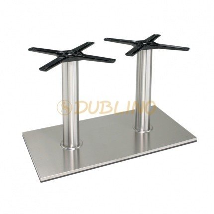 Tischgestell Edelstahl P405inox - Doppelsäule - satiniert - matt - rechteckig