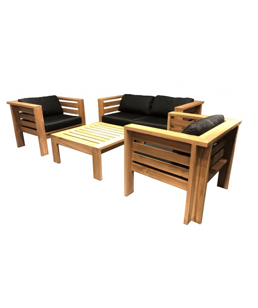 Teak LoungeSet Balaton - natur - 3-teilig - inkl. 2 Sessel und 1 Tisch