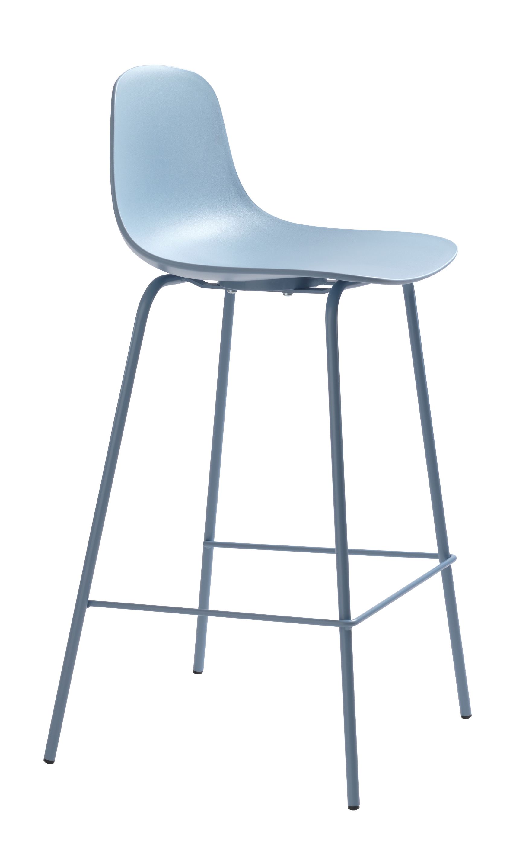 Metall Barhocker Whitby - Kunststoff Sitzschale - skandinavisches Design - staubblau