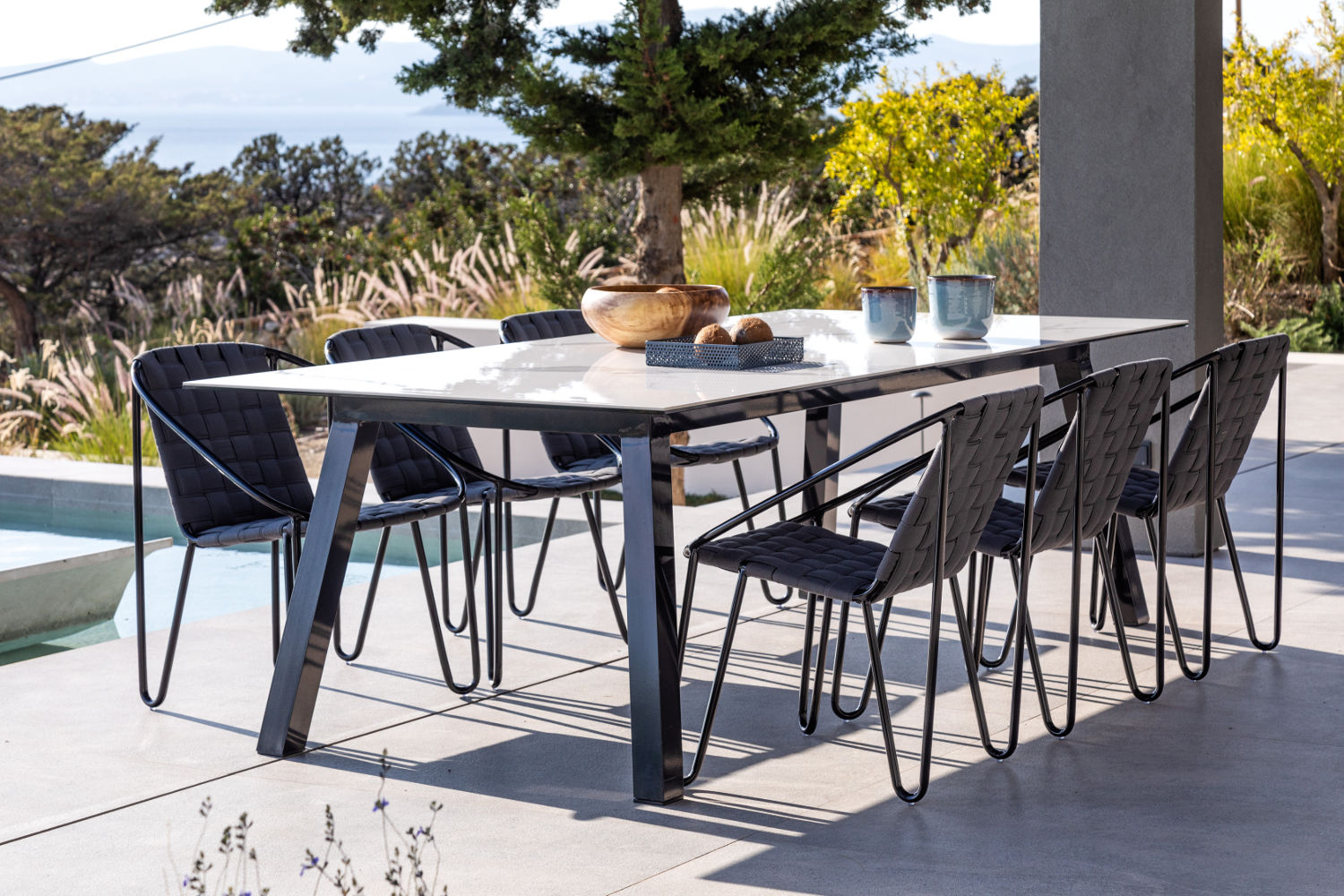 Design Gartenstuhl JARDINA, stapelbar, Aluminium mit Sunbrella Bezug